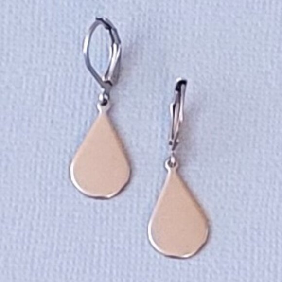 TEARDROP Stainless Steel Charm Chain Necklace 18" Earrings SET - Picture 15 of 16